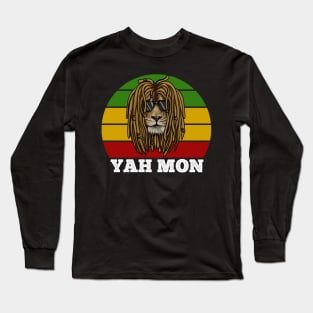 African Rasta Lion, Yah Mon, Jamaican Saying Long Sleeve T-Shirt